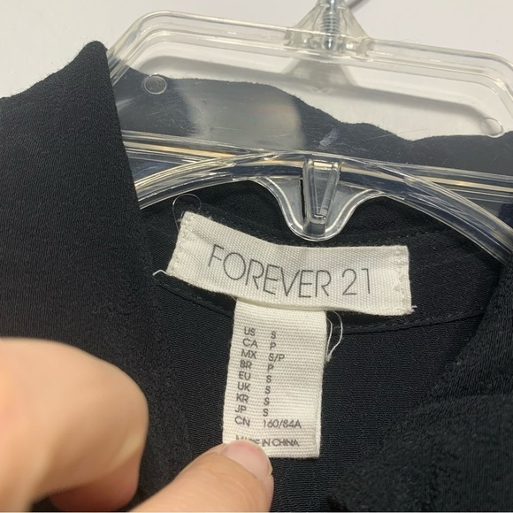 Forever 21 Black Flowy Button Up Tank Collar Summer Dress size Small - Picture 3 of 5